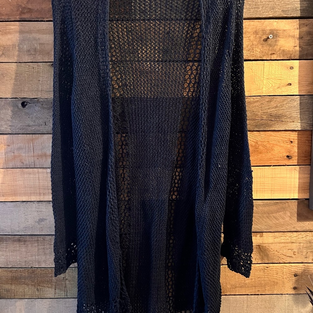 Lucky Brand Black Open-Knit Cardigan